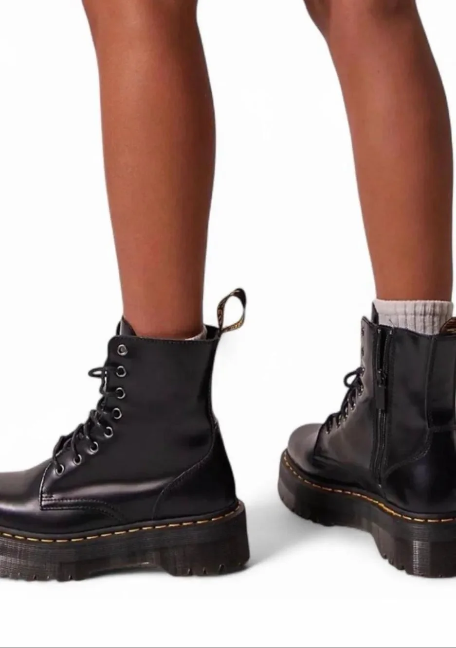 DR MARTENS Jadon Black Smooth Boots Size US 7 Side Zip Leather Platform